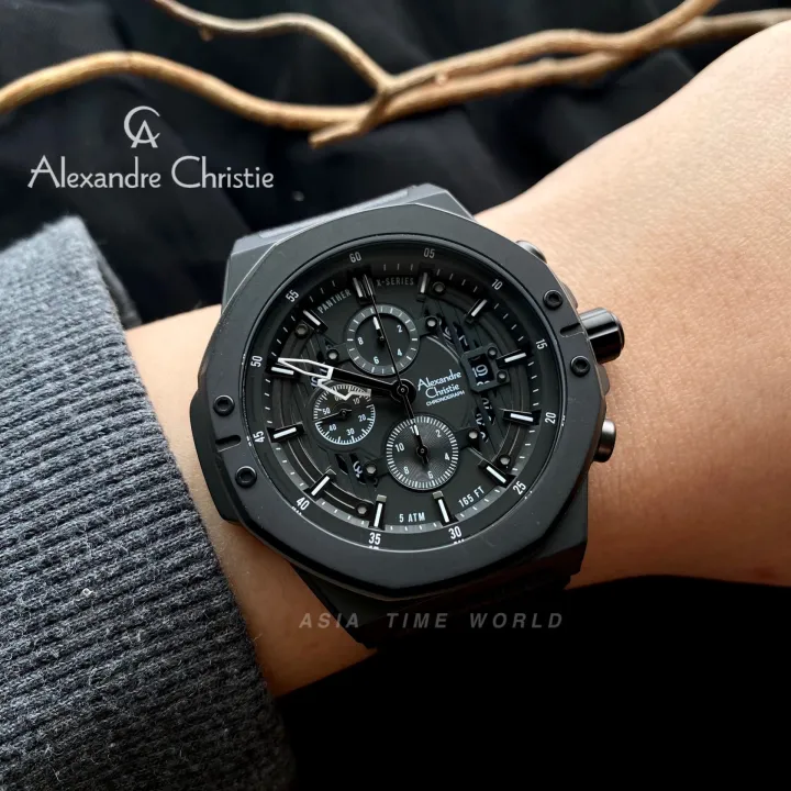 Original] Alexandre Christie 6597 MCLIPBA Chronograph Men's Watch Black  Genuine Leather | Official Warranty | Lazada