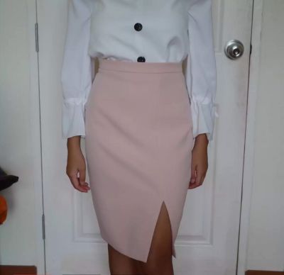 techinee_Basic pencil skirt กระโปรงดินสอผ่าหน้า ผ้าเปเป้รองกาวกับซับในอย่างดี