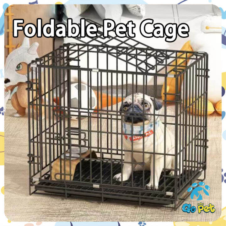 Dog Cage Metal Stainless Steel Crates with Poop Tray Foldable Pet Cages