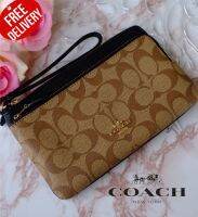 กระเป๋าสตางค์ COACH DOUBLE ZIP WALLET IN SIGNATURE CANVAS  C5576 ออก Shop USA รับประกันของแท้ 100%