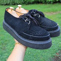 ส่งฟรี 7US 25-25.5CM george cox Unisex หญิง-ชาย Suede Gothic Platform Creeper Shoes Pre-owned Authentic