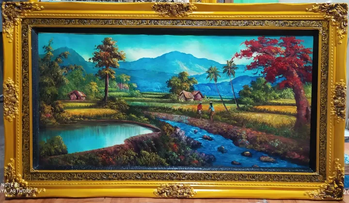 Lukisan Sudah Dengan Bingkai Ukuran 140x80 Cm Lazada Indonesia 3117