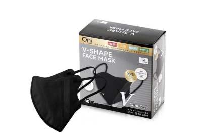 Oni V-Shape Face Mask หน้ากากอนามัย ทรง V-Shape (1กล่อง 30ชิ้น) สีดำ 🇯🇵 (Size M)