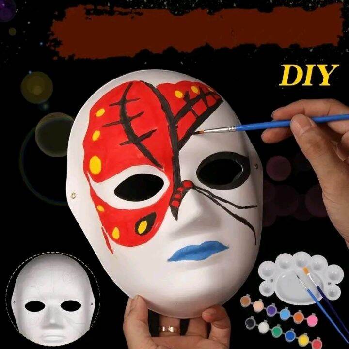 DIY White Mask Halloween White Plain Paper Full Face Opera Masquerade ...