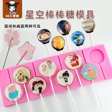 5 Cavity Silicone Lollipop Molds Hard Candy Chocolate Lollipop Moulds  Suitable for Jelly, Ice Pop Maker with 50 Lollipop Sticks