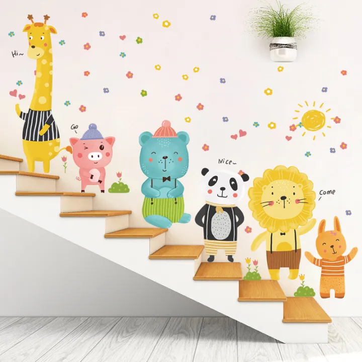 Creative Cartoon Wall Stickers Kindergarten Stairs Stickers Classroom Wall Corridor Layout
