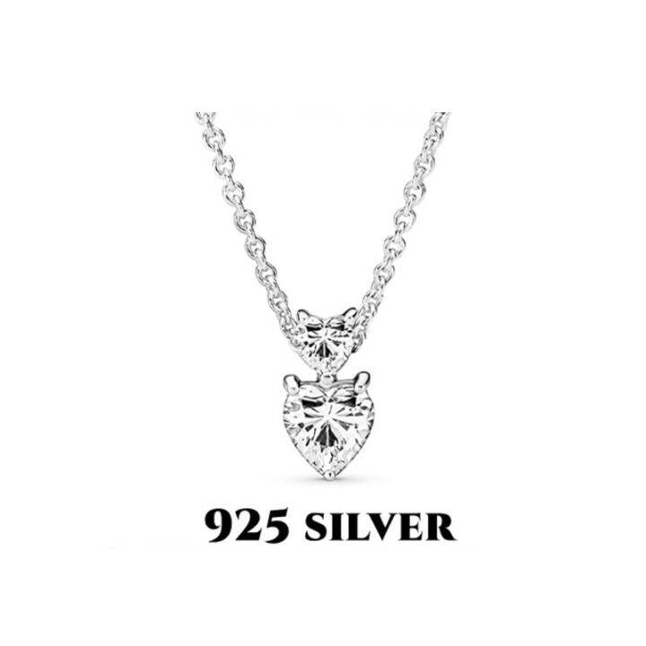 [พร้อมส่งจากกรุงเทพ]Pandora เงิน925 สร้อยคอ สร้อยคอพร้อมจี้ Double