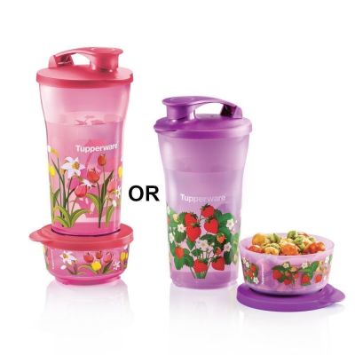 Tupperware Quench &amp; Snack Set ชุดแก้วน้ำพร้อมกระปุกทัพเพอร์แวร์ แก้วน้ำกับกระปุกสามารถล๊อคเข้ากัน สามารถจับมือเดียวได้