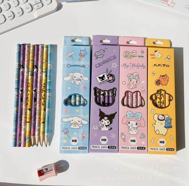 ดินสอไม้-hb-ลายการ์ตูน-12-แท่ง-sanrio-พร้อมส่ง