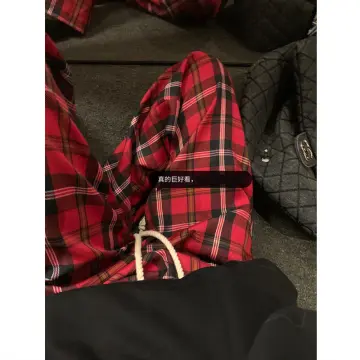 Red plaid hot sale fitted pants