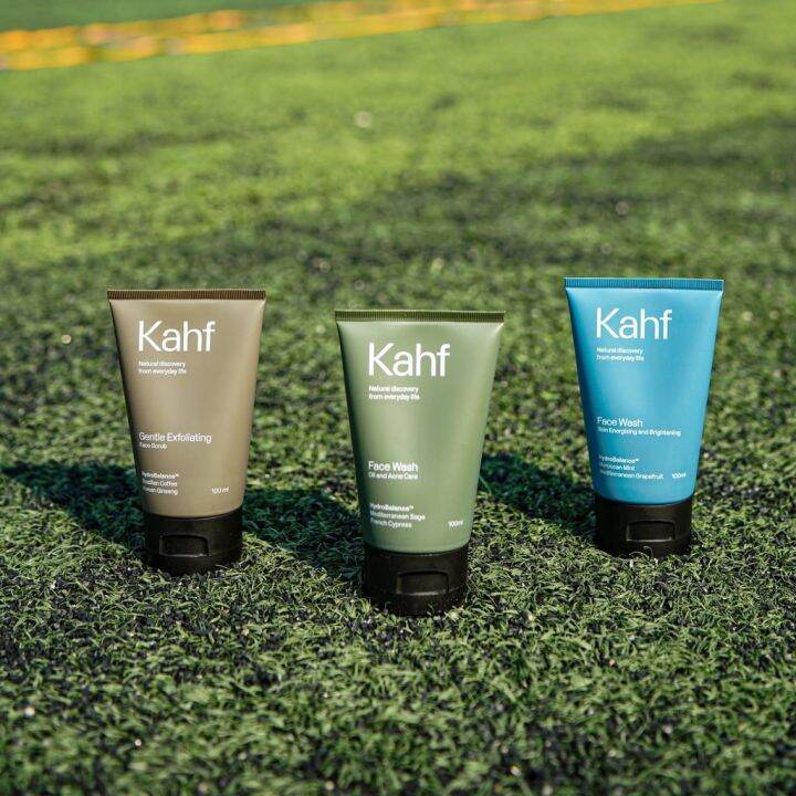 Kahf Facial Foam 100 ml Warna Hijau Biru Coklat Sabun Wajah Pria Untuk Komedo Jerawat Kusam