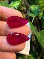 Lab Ruby 12x20mm 2 pieces 26 carats