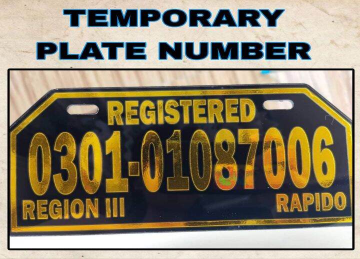 TEMPORARY PLATE NUMBER Lazada PH