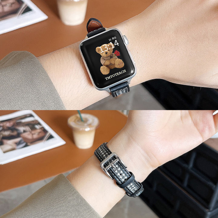 สายนาฬิกา-iwatch-เหมาะสำหรับ-iwatch-สายนาฬิกา-applewatch-หนังแท้สไตล์-ins-สำหรับ-apple-watchs7-6-5-4-se-สายนาฬิกาทดแทนแบบหนัง41มม-ไอเดียสร้างสรรค์สำหรับผู้หญิงแบบหรูหรา-s7