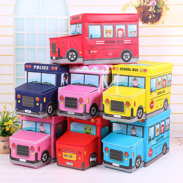 Storage Box Chair Kids Stool Ottomans Foldable Storage Box Storage Bus