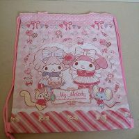 เป้หูรูด ลาย มายเมโลดี้ mymelody หน้าหลังลายเดียวกัน ขนาดเป้ 13x15.5 นิ้ว