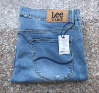 LEE X-Line กางเกงยีนส์ขายาวผู้ชาย ขากระบอกเล็ก ผ้ายืด สียีนส์ฟอก ใส่สบาย ของแท้จากช็อป