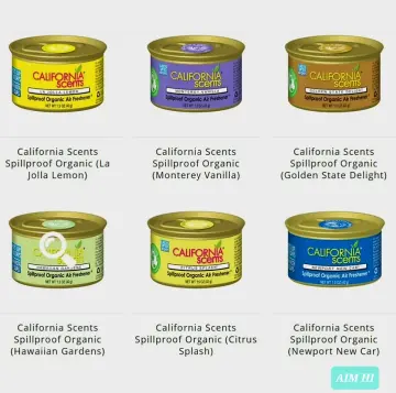 California Scents Car Air Freshener Monterey Vanilla Organic Spill
