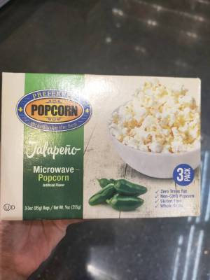 Preferred Popcorn Jalapeno Microwave Popcorn 255g.เมล็ดข้าวโพดดิบสำกรับไมโครเวฟจาลาปิโน่ 255กรัม