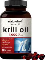 NatureBell Antarctic Krill Oil 1000mg Supplement, 180 Softgels