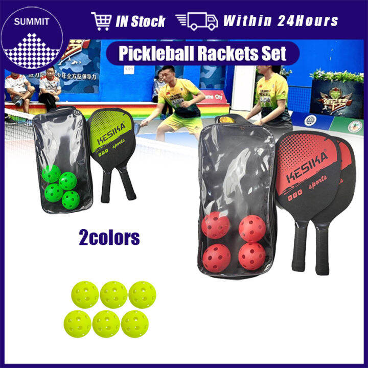 Outdoor Green 40 Holes Pickleball Durable Pickleball Rackets Set with 2
