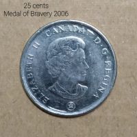 เหรียญ 25 cents เงินแคนาดา Canadian coin Medal of Bravery Queen Elizabeth II ปี 2006