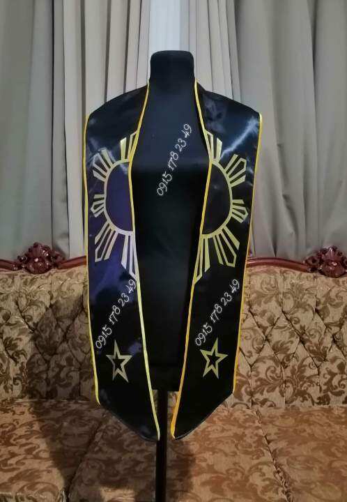 3 Pcs Philippines Gaduation Stole Set, Emboideed Filipino