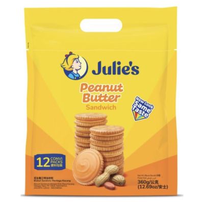 Julies Peanut Butter Sanwich บิสกิตสอดไส้เนยถั่ว ขนาด 360 กรัม จำนวน 1 ห่อ