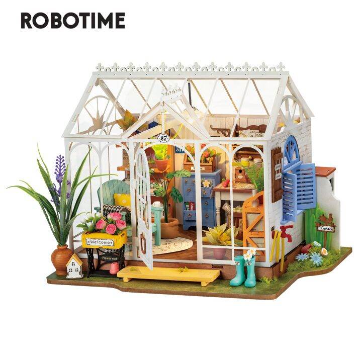 Robotime Rolife Dreamy Garden House Miniature Dollhouse Kit Diy Miniature Wooden House With