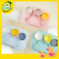 LaLemon ☁️Silicone Plate BPA free Microwavable จานซิลิโคนดูดโต๊ะ จานซิลิโคนเด็ก จานซิลิโคนแบ่งช่อง จานซิลิโคนลายเมฆ