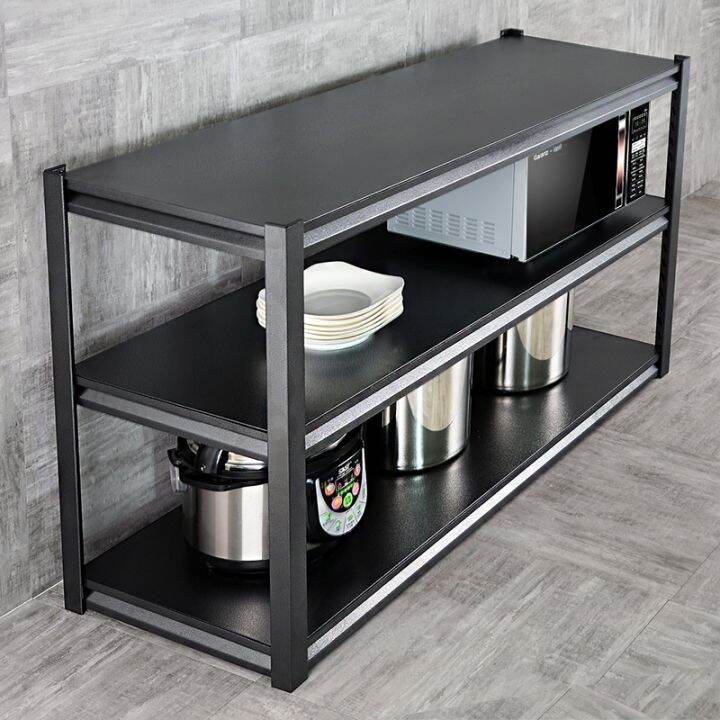 Kitchen Storage Rack FloorStanding MultiLayer Shelf Thickened Storage Rack Black Storage Rack