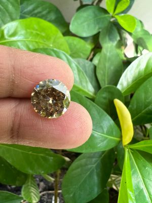 เพชร CZ คิวบิกเซอร์โคเนีย เพชรรัสเซีย 7.00 มิลลิเมตร ทรงกลม  สี แชมเปญ CHAMPANGE COLOR American diamond stone ROUND SHAPE 7.00 MM ( 1 PCS เม็ด)