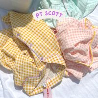 — PT Scott pajamas???ชุดแขนสั้นขาสั้นลายตารางพาสเทล