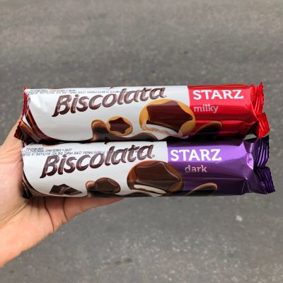 Biscolata Starz Chocolate Coated Biscuit บิสกิตเคลือบช็อกโกแลตรูปดาวสอดไส้ครีมนม