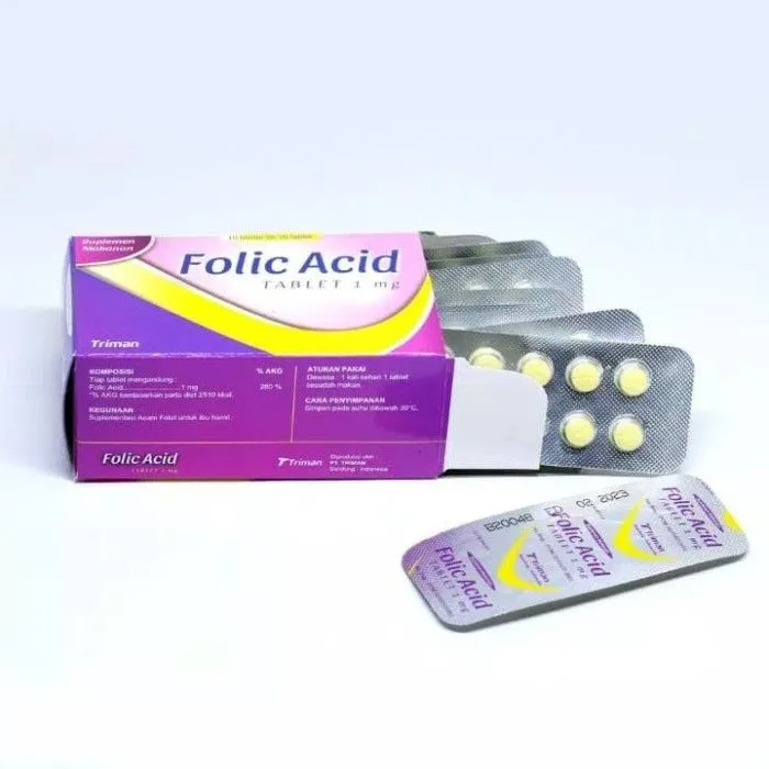 3 Strip Suplemen Asam Folat Folic Acid Triman 1000mcg / Vitamin Promil ...