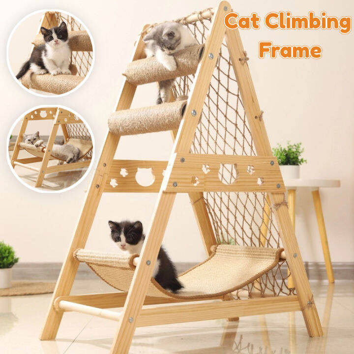 Large Cat Climbing Frame Pet Tower Hammock Jumping Platform Scratcher