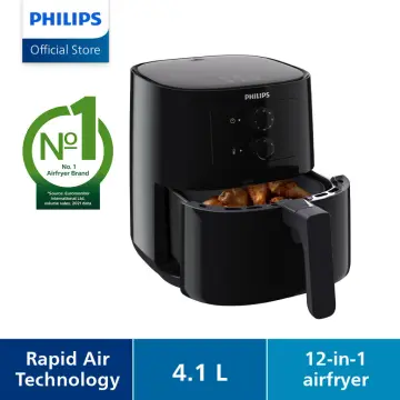 Philips Essential Compact Air Fryer w/ Rapid Air Technology, Black, 4.1L