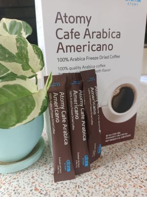 Atomy cafe Arabica Americano กาแฟอาราบิก้าคั่วสำเร็จรูป  100% หอมกรุ่นเข้มข้นเต็มรสกาแฟ  *1กล่อง 80ซอง *ราคา 480 บาท คุ้มยิ่งกว่าคุ้ม มีอาลาล