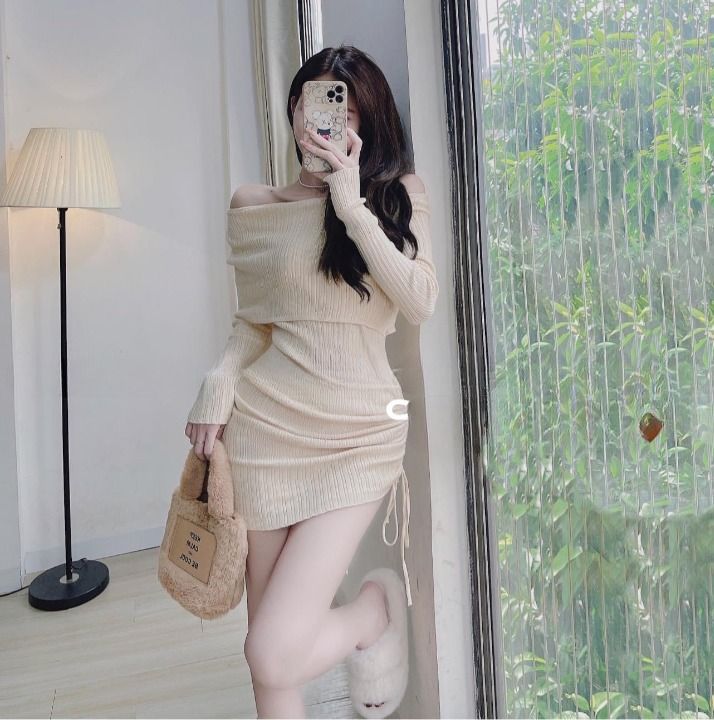 Váy/đầm len trễ vai lệch vạt cực sexy My.Clothing V33 | Lazada.vn