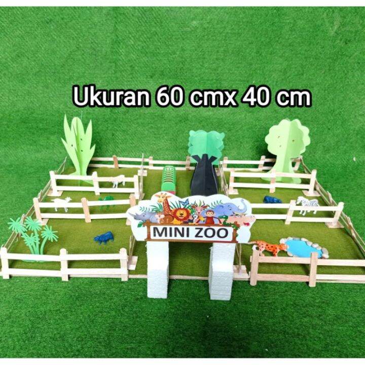 Maket Kebun Binatang Mini Zoo Ukuran 60 cm x 40 cm Kelas 2 SBdP