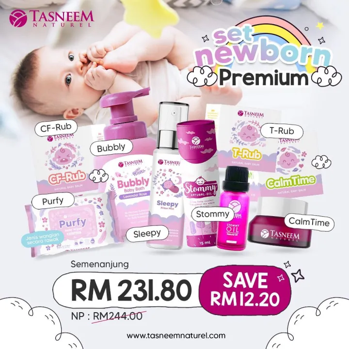 💜 Set Newborn Premium Tasneem Naturel Baby Balm Bayi Stommy Oil Minyak ...