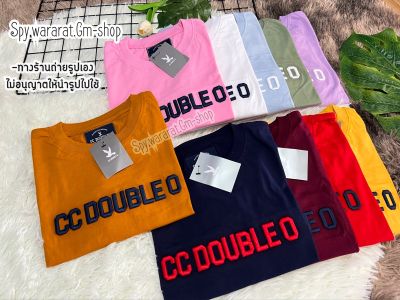 เสื้อยืดแขนสั้น(ผ้าcotton)❗️งานปักCCDOUBLEOนูน ทรงตรงใส่ได้ทั้งชายและหญิง s m l xl