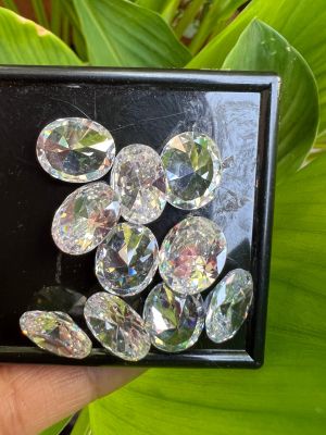 CZ AAA  คิวบิกเซอร์โคเนีย เพชรรัสเซีย Cubic Zirconia  รูปไข่  สีขาว WHITE American diamond stone OVAL SHAPE 5 X3 MM ( 2 PCS เม็ด )