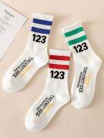 ? ถุงเท้า หวีผ้าฝ้าย แฟชั่นแนวสปอร์ต พร้อมส่ง cotton 100% long socks（ใหม่125）