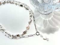 CEE.EIW-Choker - WHITE STONE &amp; - CHAIN SHINE Handmade สร้อยคอแฟชั่น สร้อยคอแฮนด์เมด สร้อยคอสีเงิน สร้อยคอสแตนเลส สร้อยคอจี้