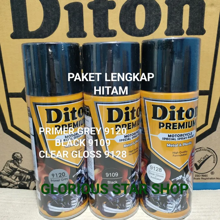 Pilok Cat Diton Premium Paket Lengkap 3 Klg Black Hitam 9109 Primer