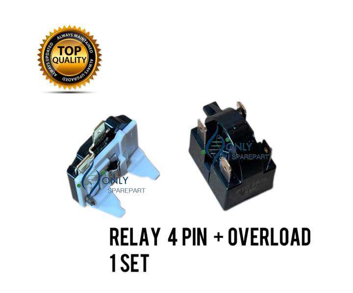 Relay 4 pin + Overload 1/4 HP + ptc relay kulkas / overload freezer 190