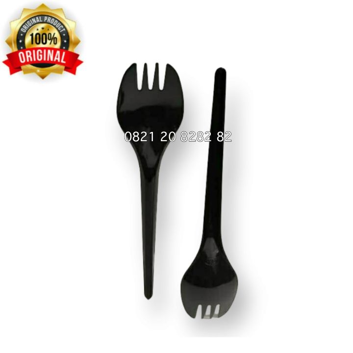 Sendok Garpu Set 25pcs Hitam Sendok Garpu Plastik 25 Pcs Alat Makan Pesta Seserahan Ulang 8950