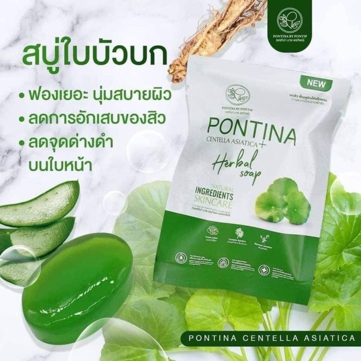 สบู่ใบบัวบก-pontina-พรทิน่า-สบู่ใบบัวบก-pontina-ขนาดทดลอง