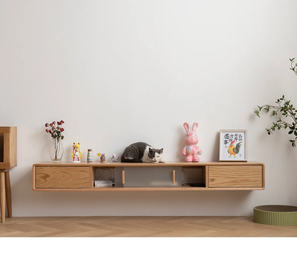 oak tv wall cabinet